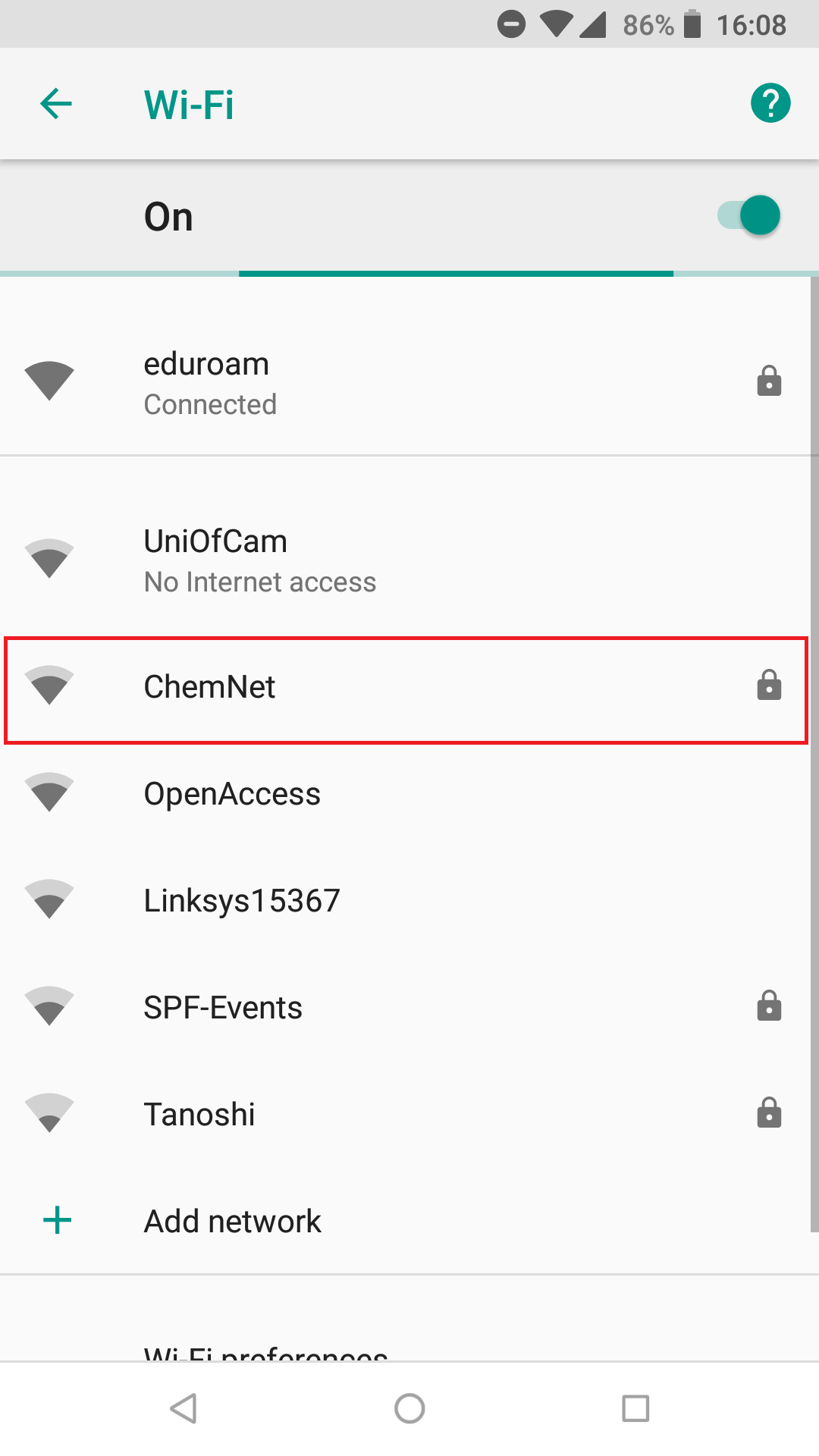 Select ChemNet wifi