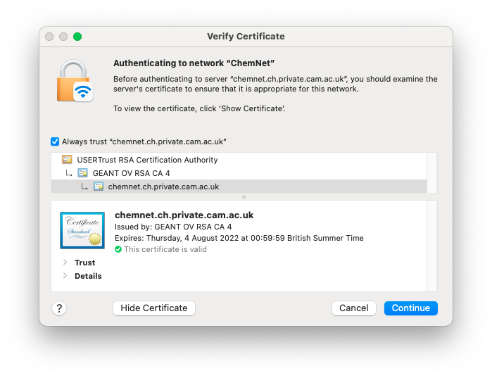 Verifying certificate