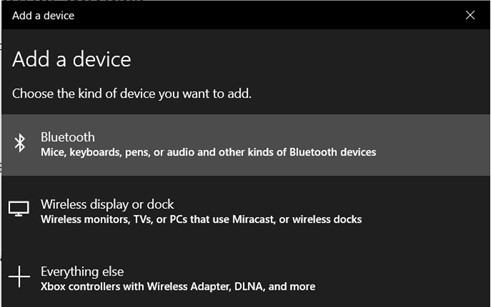 Click 'Bluetooth' to add device