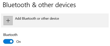 Turn Bluetooth on and click 'Add Bluetooth or other device'