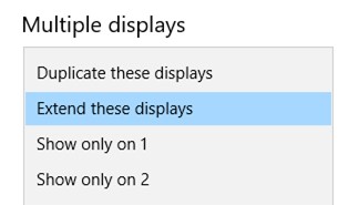 Duplicate or extend displays
