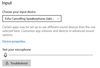 Select your microphone from the drop-down under 'Input'
