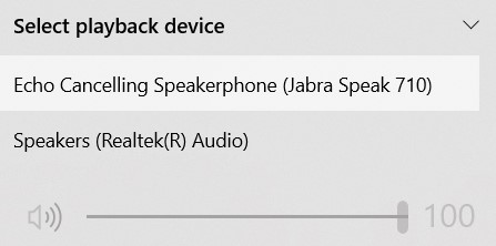 Click the ^ on the right and choose your speaker