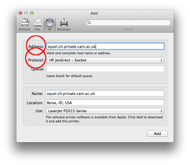 Adding a network printer OS X | Computing