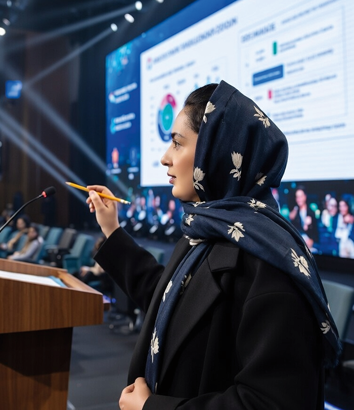 Amna presenting at the 4th ASEAN Pakistan Conference on Materials Science (APCoMS), May 2025, Islamabad, on behalf of the University of Science and Technology Bannu. Courtesy of Amna Bibi