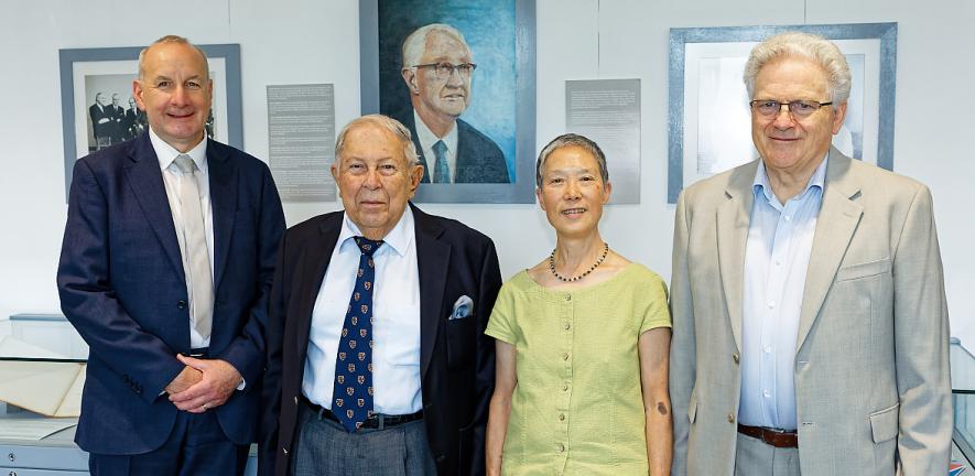James Keeler, Yusuf Hamied, Katherine Abell and Jeremy Sanders in the Todd Hamied room.
