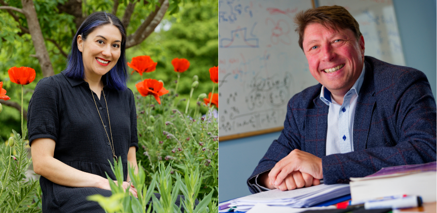 From left: Professor Rosana Collepardo and Professor Alex Thom. Image by Gabriella Bocchetti and Nathan Pitt, Yusuf Hamied Department of Chemistry©University of Cambridge
