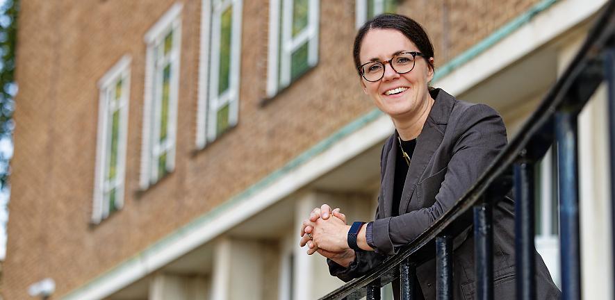 Ruth Webster outside the Yusuf Hamied department of chemistry