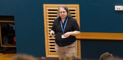 Erin Johnson lecturing.