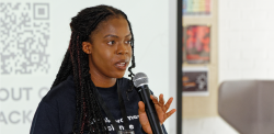 Tomi Akingbade talks at the BWIS brunch event