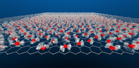 Image of single layer of water with molecules separated