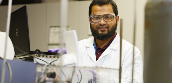 Hassan Mobassar in the lab.