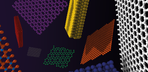 Different molecular structures on a black background