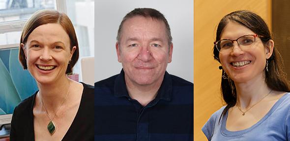 Headshots of Longbottom, Chapman and Smith smiling at camera