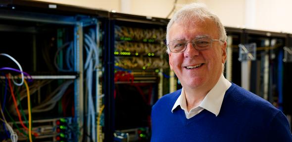Tim Dickens in the server room.