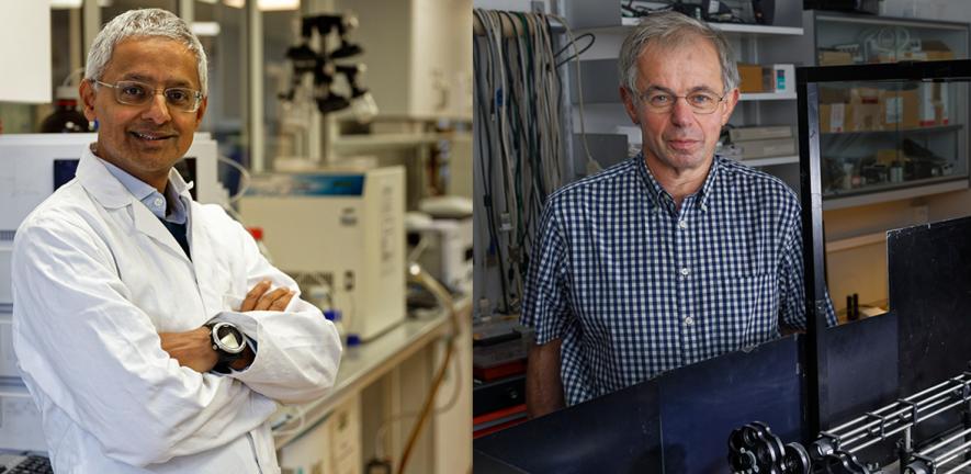 Shankar Balasubramanian and David Klenerman in their labs