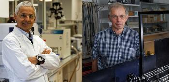 Shankar Balasubramanian and David Klenerman in their labs