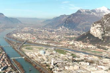 The synchrotron ring and neutron source of the ESRF and ILL facilities in the French Alps