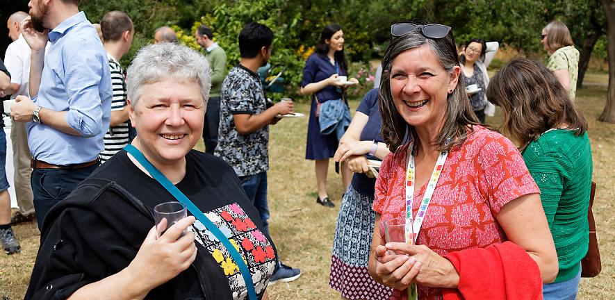 Barbara Toninato and Jacqui Worster smiling in the sun