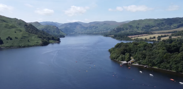Birds-eye view of Ullswater in the Lake District